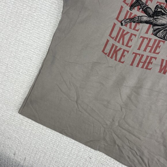 TEE LIBRARY Oversized T-Shirt Men M Made in Korea Grey ''Like The wind'' Graphic - Picture 4 of 15